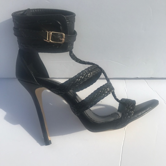 Bai Beaia Ankle Strap Stiletto Heels. Black. Size 8 1/2 USA (EUR 40) - Picture 1 of 2
